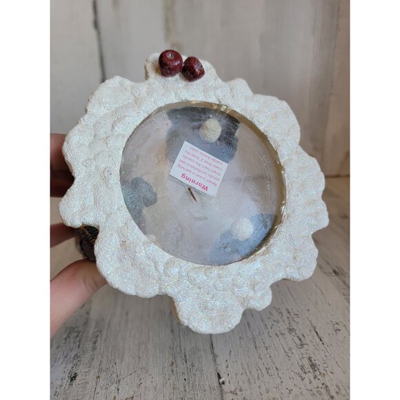 Snowman holding Candle holder Xmas glitter decor snowflake - Picture 5 of 6